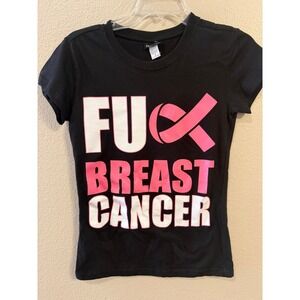 Popular Sports Breast Cancer Awareness Tee Shirt Women's Size M Black Pink